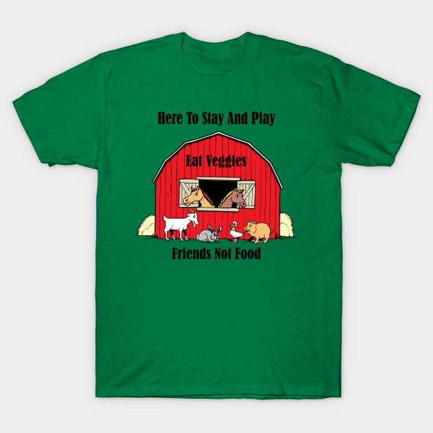 Farm 'Eat Veggies' Animals In The Barn T-Shirt by MisterBigfoot